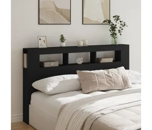 Gultas Galvgalis Ar Led, Melns, 180X18,5X103,5 Cm, Koks Vidaxl