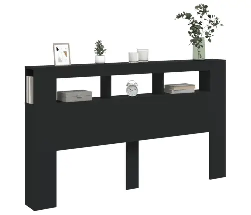 Gultas Galvgalis Ar Led, Melns, 180X18,5X103,5 Cm, Koks Vidaxl