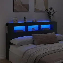 Gultas Galvgalis Ar Led, Melns, 180X18,5X103,5 Cm, Koks Vidaxl