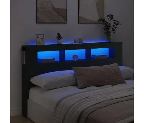 Gultas Galvgalis Ar Led, Melns, 180X18,5X103,5 Cm, Koks Vidaxl