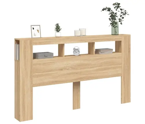 Gultas Galvgalis Ar Led, Ozola Krāsa, 180X18,5X103,5 Cm, Koks Vidaxl