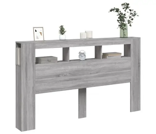 Gultas Galvgalis Ar Led, Pelēka Ozola, 180X18,5X103,5 Cm, Koks Vidaxl