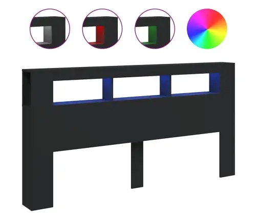 Led Galvūgalis, Juodas, 200X18,5X103,5cm Apdirbta Mediena