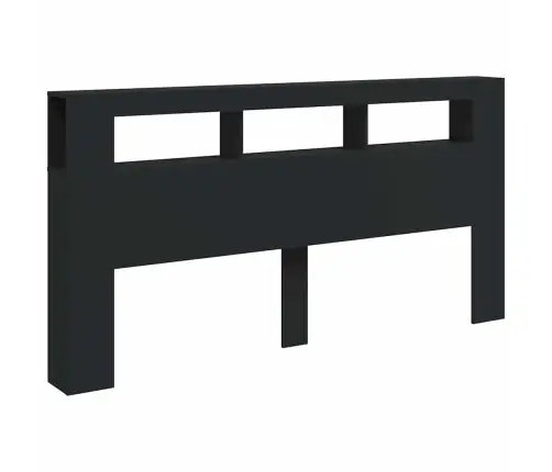 Led Galvūgalis, Juodas, 200X18,5X103,5cm Apdirbta Mediena