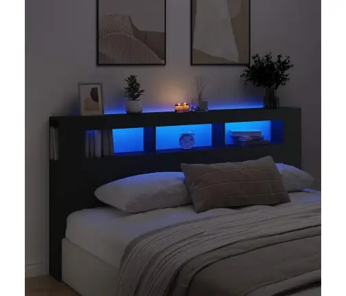 Led Galvūgalis, Juodas, 200X18,5X103,5cm Apdirbta Mediena