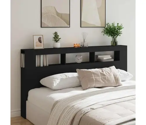 Led Galvūgalis, Juodas, 200X18,5X103,5cm Apdirbta Mediena