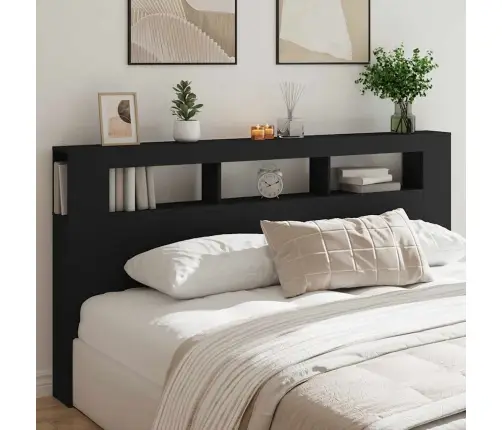 Led Galvūgalis, Juodas, 200X18,5X103,5cm Apdirbta Mediena