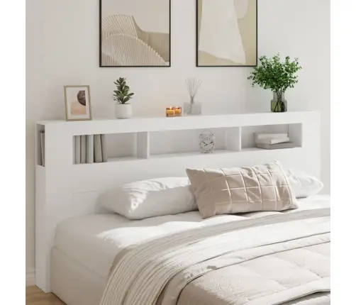 Gultas Galvgalis Ar Led, Balts, 220X18,5X103,5 Cm, Koks Vidaxl Gultas Galvgalis Ar Led, Balts, 220X18,5X103,5 Cm, Koks Vidaxl