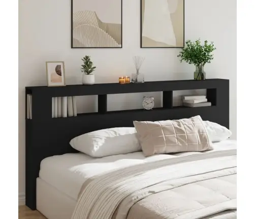 Gultas Galvgalis Ar Led, Melns, 220X18,5X103,5 Cm, Koks Vidaxl