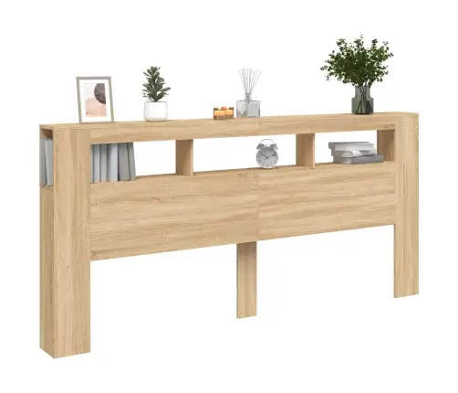 Gultas Galvgalis Ar Led, Ozola Krāsa, 220X18,5X103,5 Cm, Koks Vidaxl