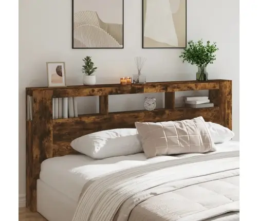 Gultas Galvgalis Ar Led, Ozola Krāsa, 220X18,5X103,5 Cm, Koks Vidaxl