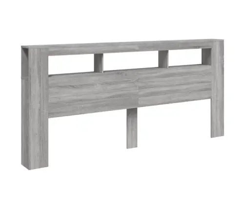 Gultas Galvgalis Ar Led, Pelēka Ozola, 220X18,5X103,5 Cm, Koks Vidaxl
