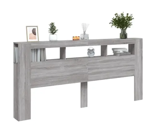 Gultas Galvgalis Ar Led, Pelēka Ozola, 220X18,5X103,5 Cm, Koks Vidaxl