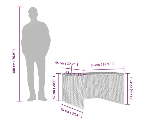 Robota Pļāvēja Garāža, Brūna, 86X90X52/57 Cm, Pe Rotangpalma Vidaxl