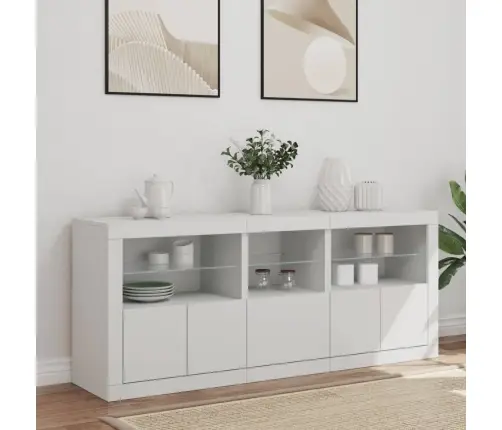 Šoninė Spintelė Su Led Lemputėmis, Baltos Spalvos, 162X37X67Cm