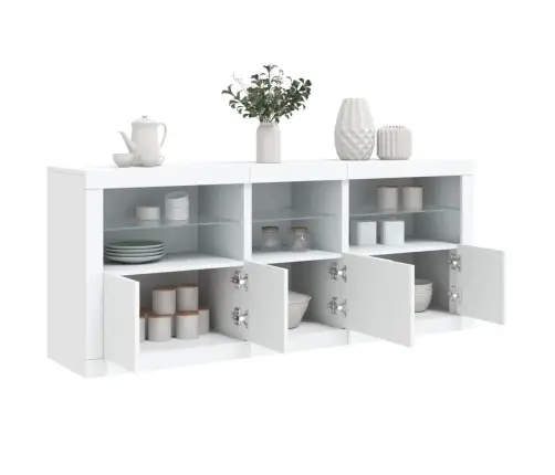 Šoninė Spintelė Su Led Lemputėmis, Baltos Spalvos, 162X37X67Cm