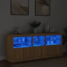 Kumode Ar Led Lampiņām, Ozolkoka Krāsa, 162X37X67 Cm Vidaxl