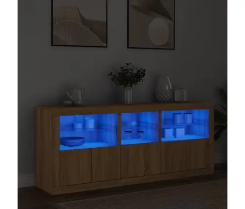 Kumode Ar Led Lampiņām, Ozolkoka Krāsa, 162X37X67 Cm Vidaxl