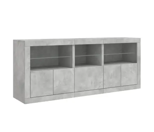 Kumode Ar Led Lampiņām, Betona Pelēka, 162X37X67 Cm Vidaxl