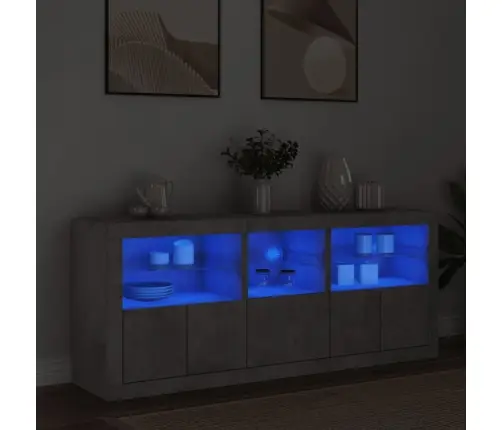 Kumode Ar Led Lampiņām, Betona Pelēka, 162X37X67 Cm Vidaxl