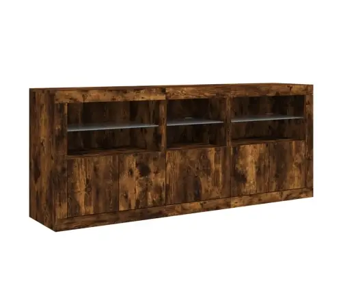 Kumode Ar Led Lampiņām, Ozolkoka Krāsa, 162X37X67 Cm Vidaxl