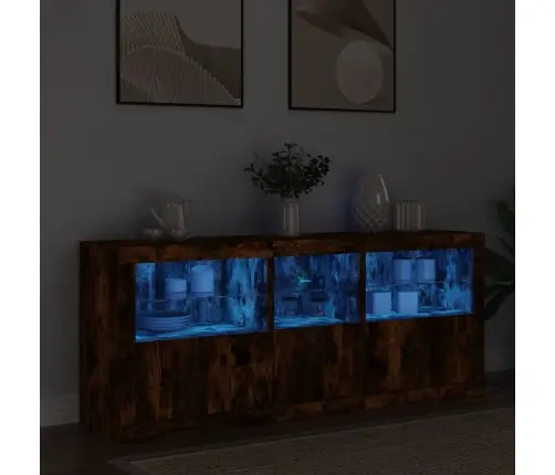 Kumode Ar Led Lampiņām, Ozolkoka Krāsa, 162X37X67 Cm Vidaxl