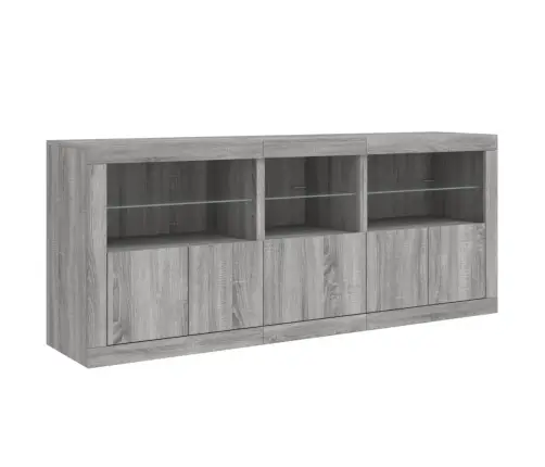 Kumode Ar Led Lampiņām, Pelēka Ozolkoka Krāsa, 162X37X67 Cm Vidaxl