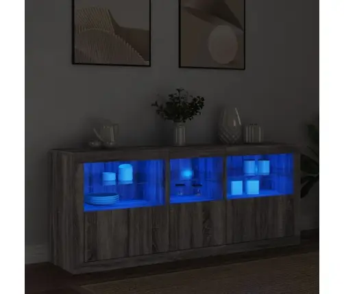 Kumode Ar Led Lampiņām, Pelēka Ozolkoka Krāsa, 162X37X67 Cm Vidaxl