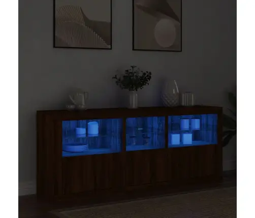 Šoninė Spintelė Su Led Lemputėmis, Ruda Ąžuolo, 162X37X67Cm