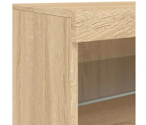 Kumode Ar Led Lampiņām, Ozolkoka Krāsa, 181,5X37X67 Cm Vidaxl