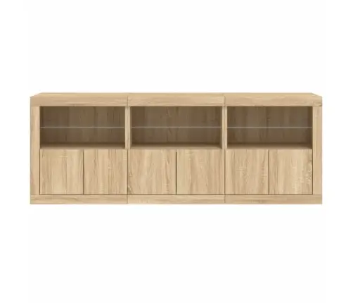 Kumode Ar Led Lampiņām, Ozolkoka Krāsa, 181,5X37X67 Cm Vidaxl