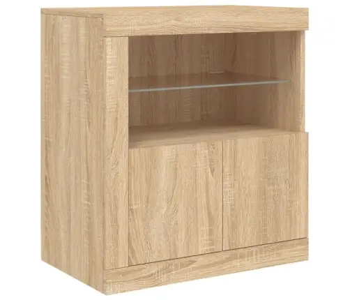 Kumode Ar Led Lampiņām, Ozolkoka Krāsa, 181,5X37X67 Cm Vidaxl