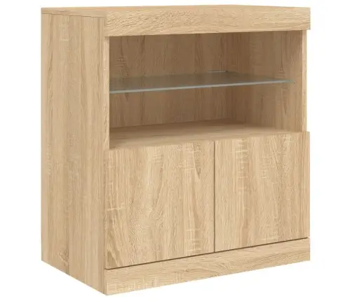 Kumode Ar Led Lampiņām, Ozolkoka Krāsa, 181,5X37X67 Cm Vidaxl