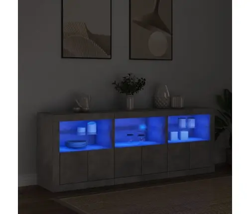 Kumode Ar Led Lampiņām, Betona Pelēka, 181,5X37X67 Cm Vidaxl