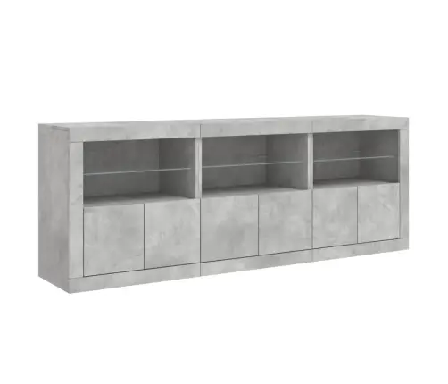 Kumode Ar Led Lampiņām, Betona Pelēka, 181,5X37X67 Cm Vidaxl