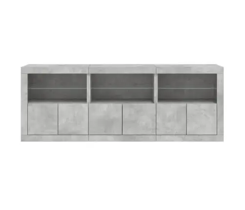 Kumode Ar Led Lampiņām, Betona Pelēka, 181,5X37X67 Cm Vidaxl