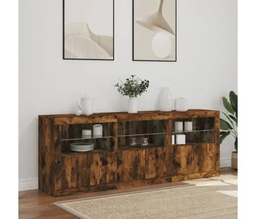 Šoninė Spintelė Su Led Lemputėmis, Dūminė, 181,5X37X67Cm