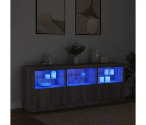 Kumode Ar Led Lampiņām, Pelēka Ozolkoka Krāsa, 181,5X37X67 Cm Vidaxl