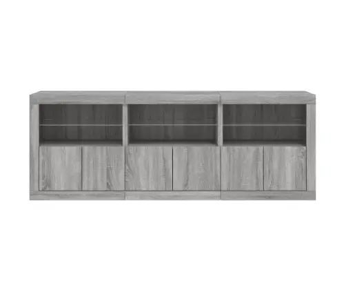 Kumode Ar Led Lampiņām, Pelēka Ozolkoka Krāsa, 181,5X37X67 Cm Vidaxl