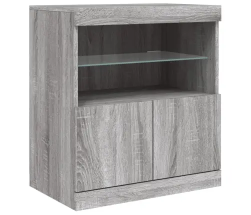 Kumode Ar Led Lampiņām, Pelēka Ozolkoka Krāsa, 181,5X37X67 Cm Vidaxl