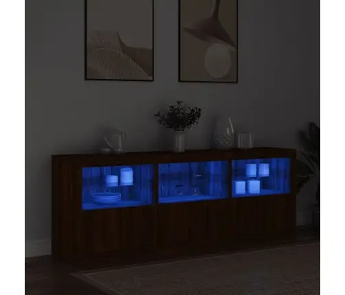 Kumode Ar Led Lampiņām, Brūna Koka Krāsa, 181,5X37X67 Cm Vidaxl
