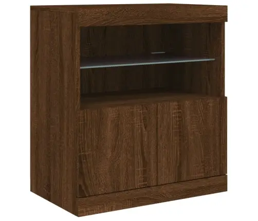 Kumode Ar Led Lampiņām, Brūna Koka Krāsa, 181,5X37X67 Cm Vidaxl