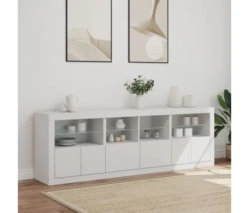 Kumode Ar Led Lampiņām, Balta, 202X37X67 Cm Vidaxl