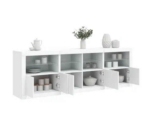 Kumode Ar Led Lampiņām, Balta, 202X37X67 Cm Vidaxl