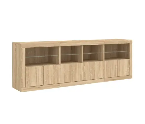 Puhvetkapp Led-Tuledega, Sonoma Tamm, 202 X 37 X 67 Cm