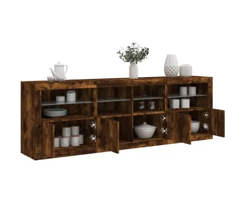 Šoninė Spintelė Su Led Lemputėmis, Dūminio Ąžuolo, 202X37X67Cm