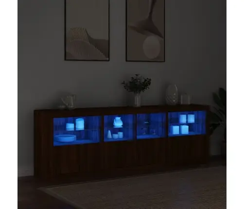 Kumode Ar Led Lampiņām, Brūna Koka Krāsa, 202X37X67 Cm Vidaxl