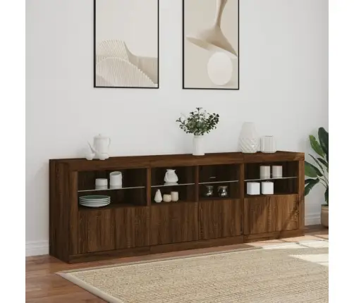 Kumode Ar Led Lampiņām, Brūna Koka Krāsa, 202X37X67 Cm Vidaxl