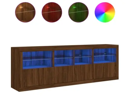 Kumode Ar Led Lampiņām, Brūna Koka Krāsa, 202X37X67 Cm Vidaxl