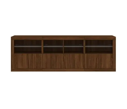 Kumode Ar Led Lampiņām, Brūna Koka Krāsa, 202X37X67 Cm Vidaxl